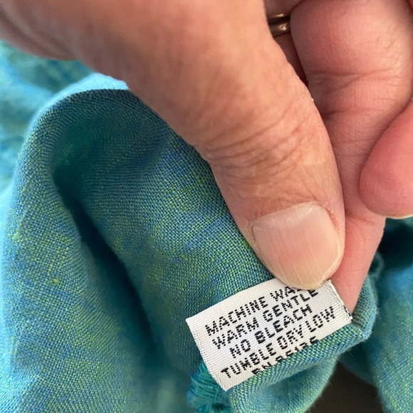 Bryn  Walker Teal linen blouse - Picture 3 of 12